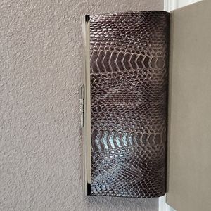 Bronze Faux Snake Skin Clutch Bag